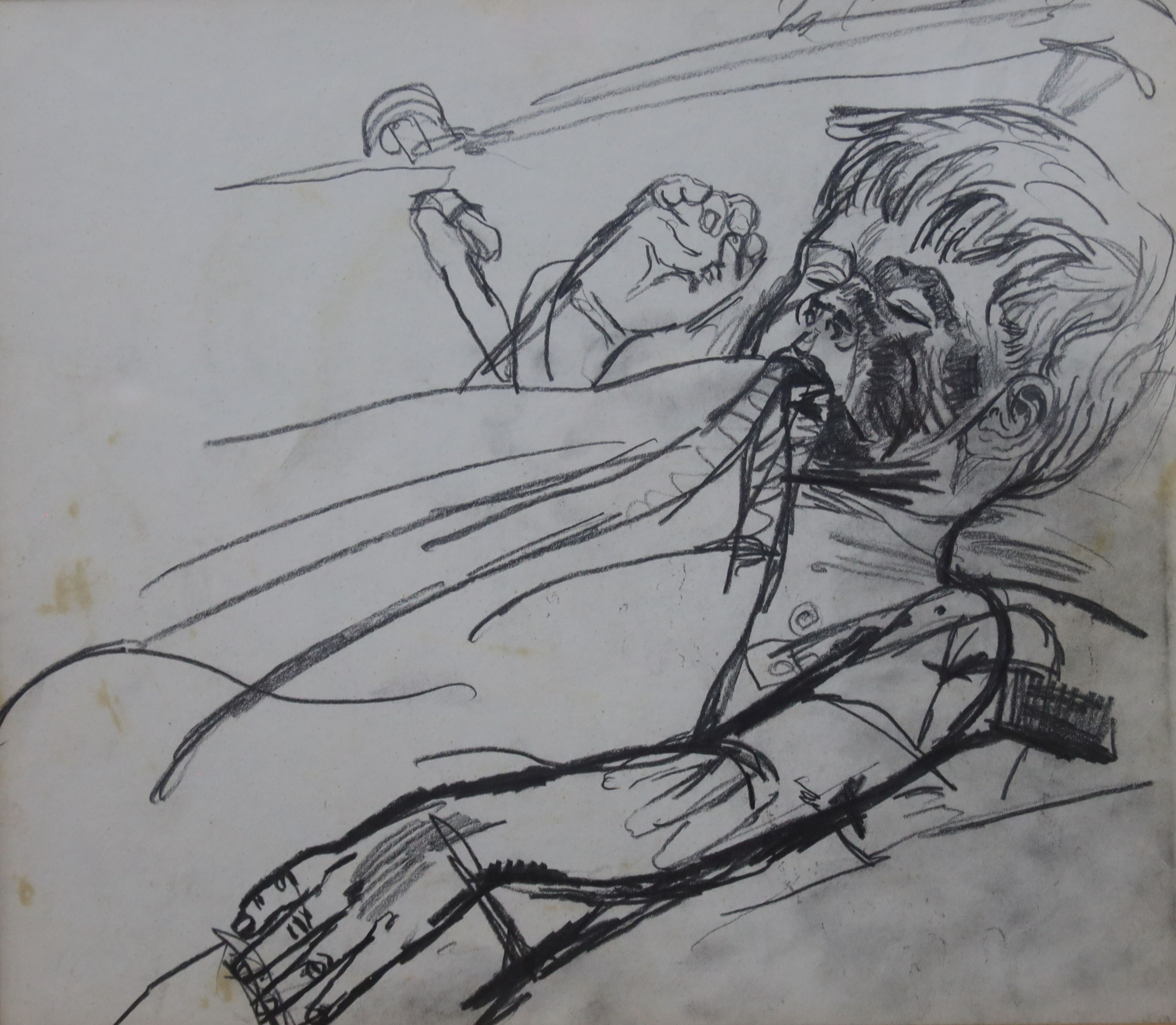 John Bratby (1928-1992), pencil on paper, 'David sucking blanket', inscribed verso, Beaux Arts Gallery bill of sale verso, 28 x 32cm